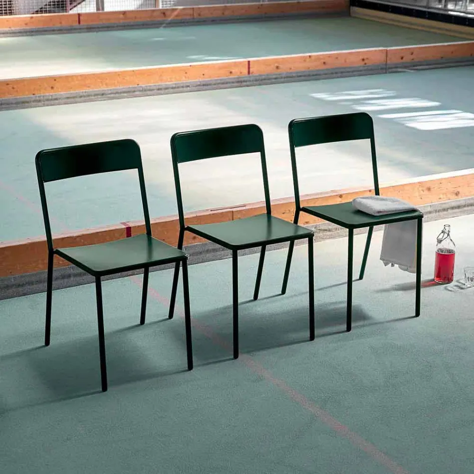 Sedia da Esterno Impilabile in Metallo Made in Italy, 4 Pezzi - Xylia Viadurini