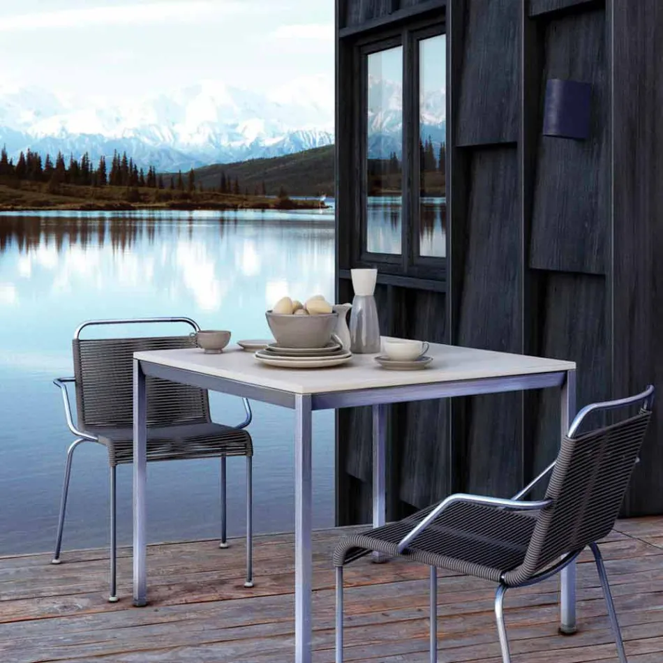 Sedia da Esterno in Acciaio con Braccioli e Cordino Made in Italy - Madagascar2 Viadurini