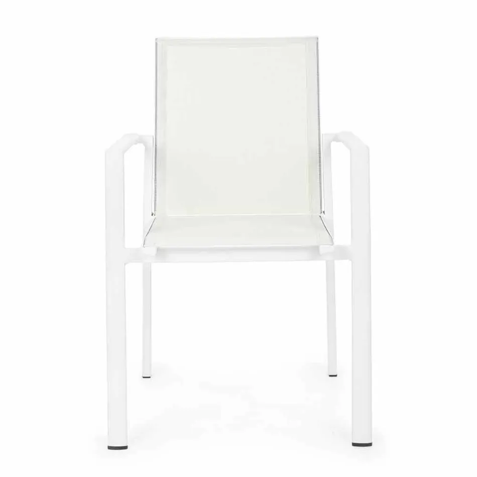 Sedia da Esterno in Alluminio con Braccioli di Design Homemotion - Casper Viadurini