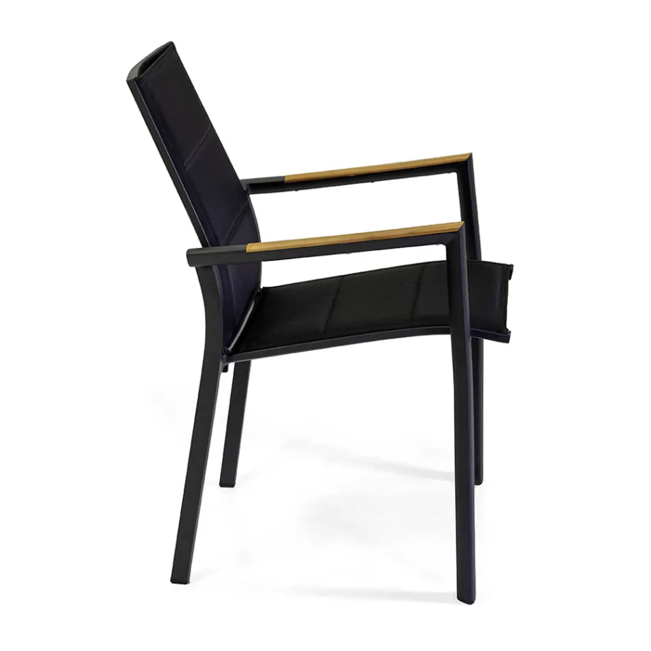 Sedia da Esterno in Alluminio con Textilene a Doppio Strato - Escursione Viadurini