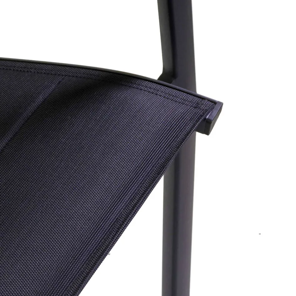 Sedia da Esterno in Alluminio con Textilene a Doppio Strato - Escursione Viadurini