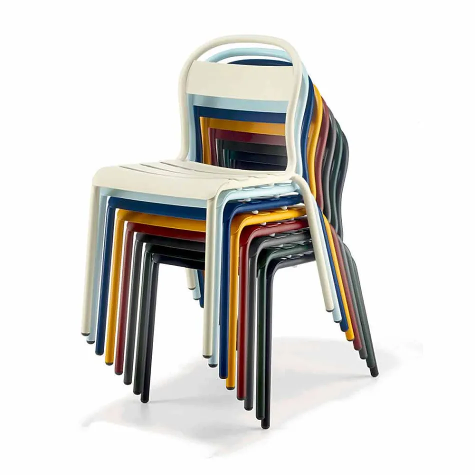 Sedia da Esterno in Alluminio Impilabile Made in Italy, 4 Pezzi - Ulyssa Viadurini