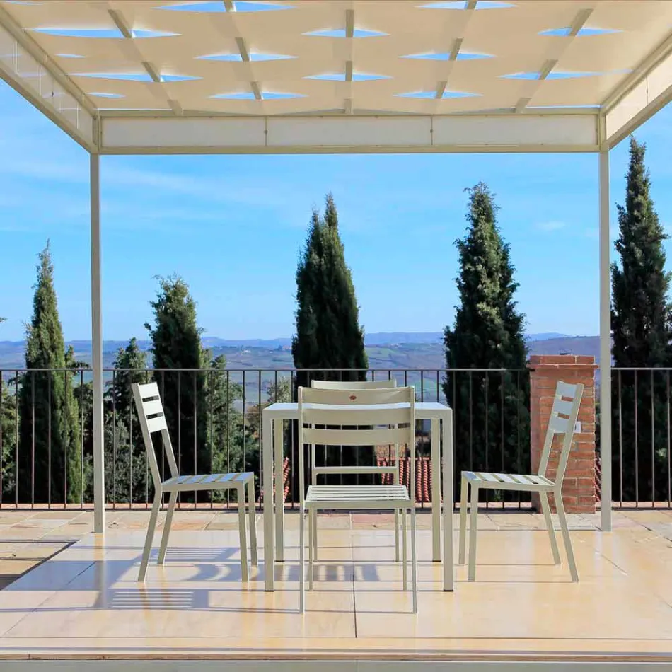 Sedia da Esterno in Ferro Verniciato Bianco Perla Made in Italy 4 Pezzi - Bernie Viadurini