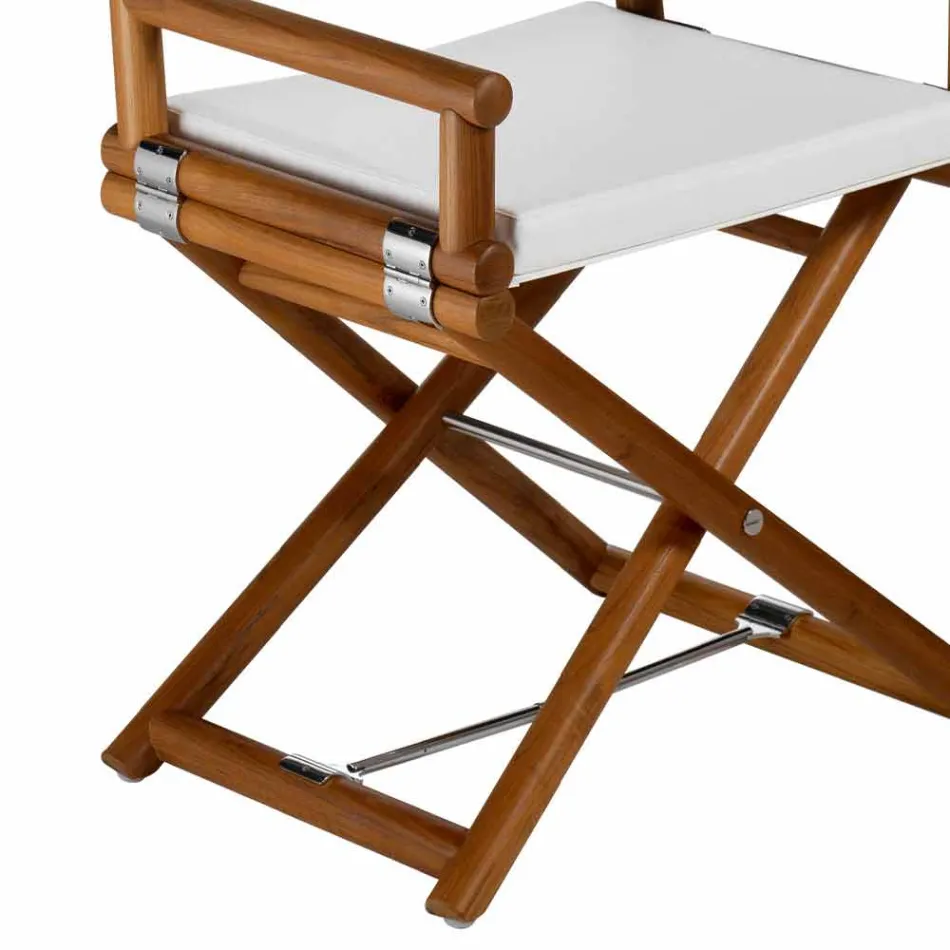 Sedia da Esterno in Legno Naturale o Nero e Tessuto Design Richiudibile - Suzana Viadurini