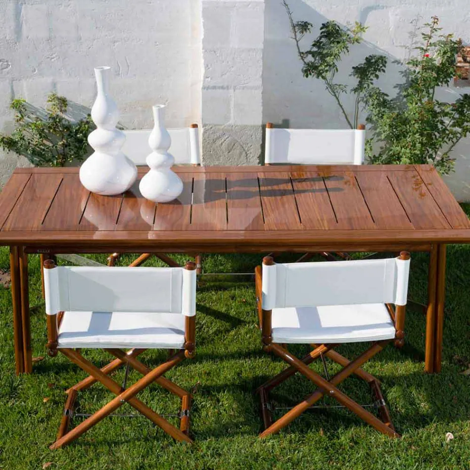 Sedia da Esterno in Legno Naturale o Nero e Tessuto Design Richiudibile - Suzana Viadurini