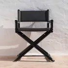 Sedia da Esterno in Legno Naturale o Nero e Tessuto Design Richiudibile - Suzana Viadurini