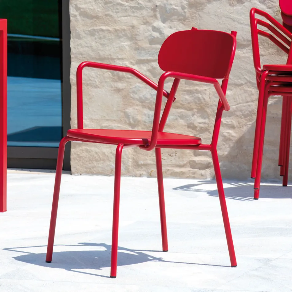 Sedia da Esterno in Metallo con Braccioli Made in Italy 4 Pezzi - Pixie Viadurini