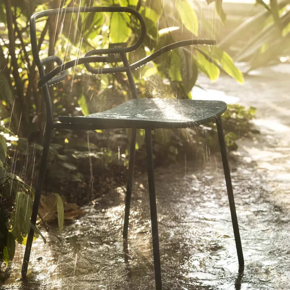 Sedia da Esterno in Metallo e Poliuretano Made in Italy, 2 Pezzi - Trosa Viadurini