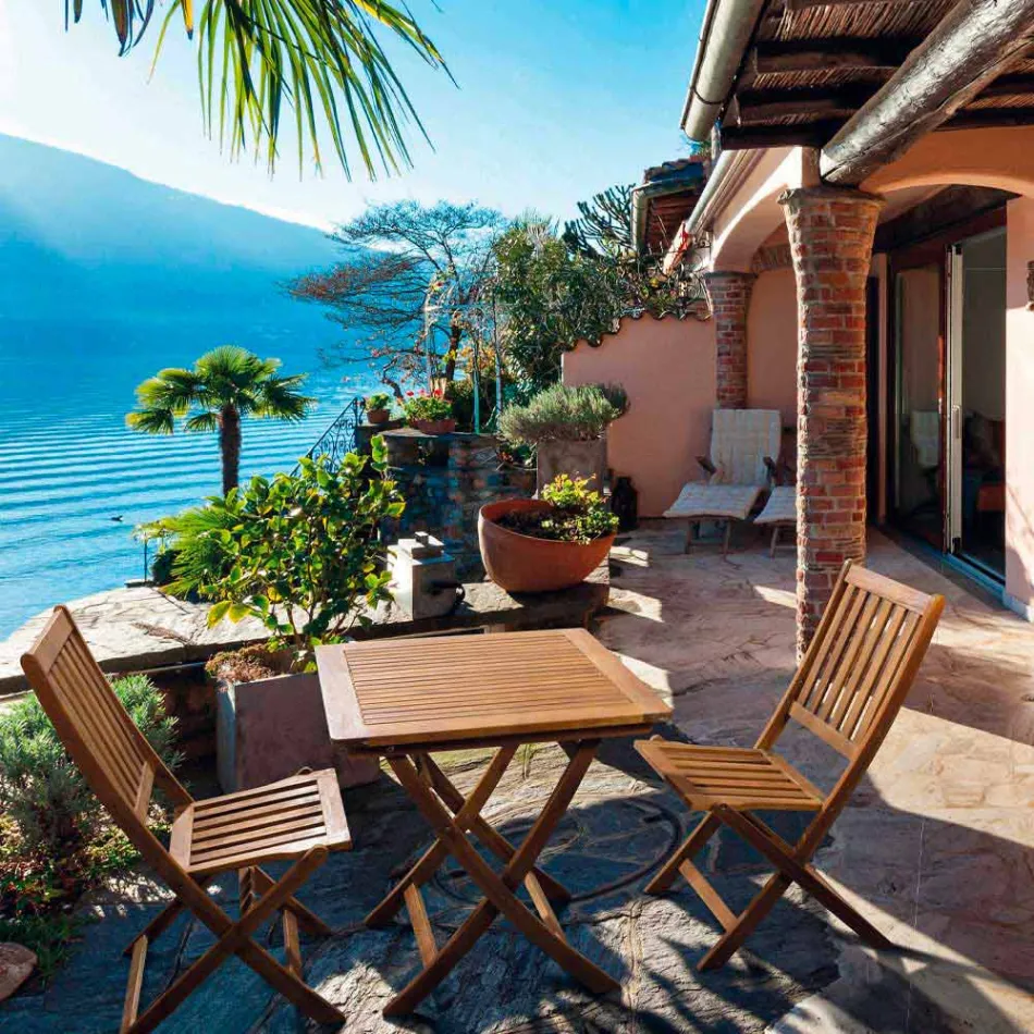 Sedia da Esterno Pieghevole in Legno di Acacia, 2 Pezzi - Grima Viadurini