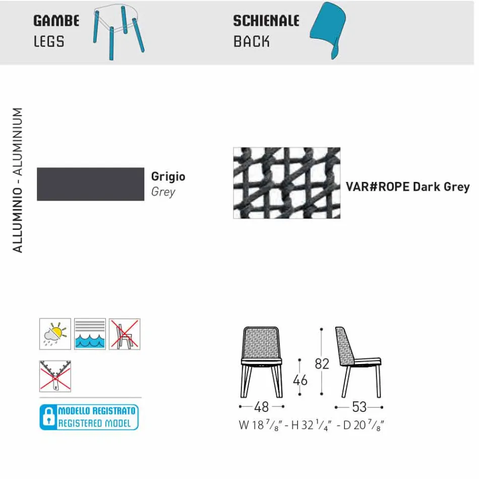 Sedia da esterno Varaschin Emma di design in tessuto e alluminio Viadurini