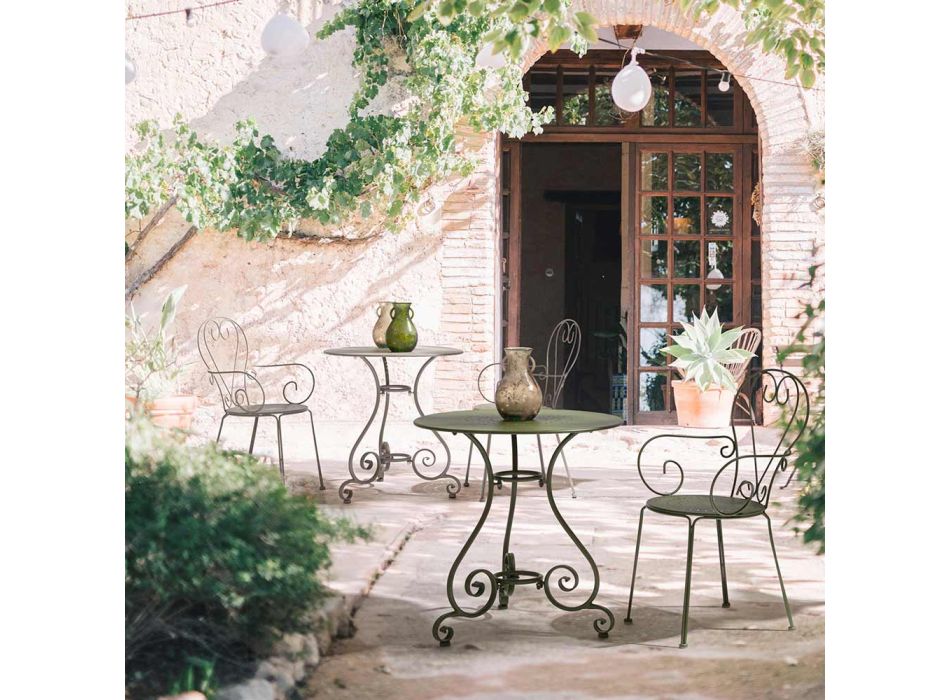 Sedia da Giardino con Braccioli Design Shabby Chic in Acciaio - Incanto Viadurini
