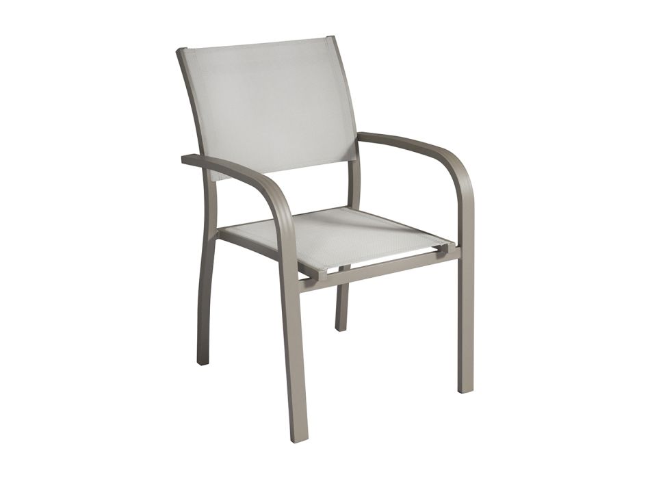 Sedia da Giardino Impilabile in Alluminio con Braccioli Design - Gontran Viadurini