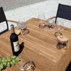 Sedia da Giardino Impilabile in Alluminio Grigio Antracite e Teak - Aidan Viadurini