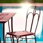 Sedia da Giardino in Ferro Rosso con Cuscino Made in Italy, 2 Pezzi - Agata Viadurini