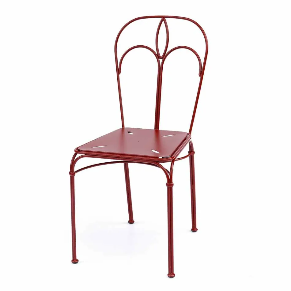 Sedia da Giardino in Ferro Rosso con Cuscino Made in Italy, 2 Pezzi - Agata Viadurini