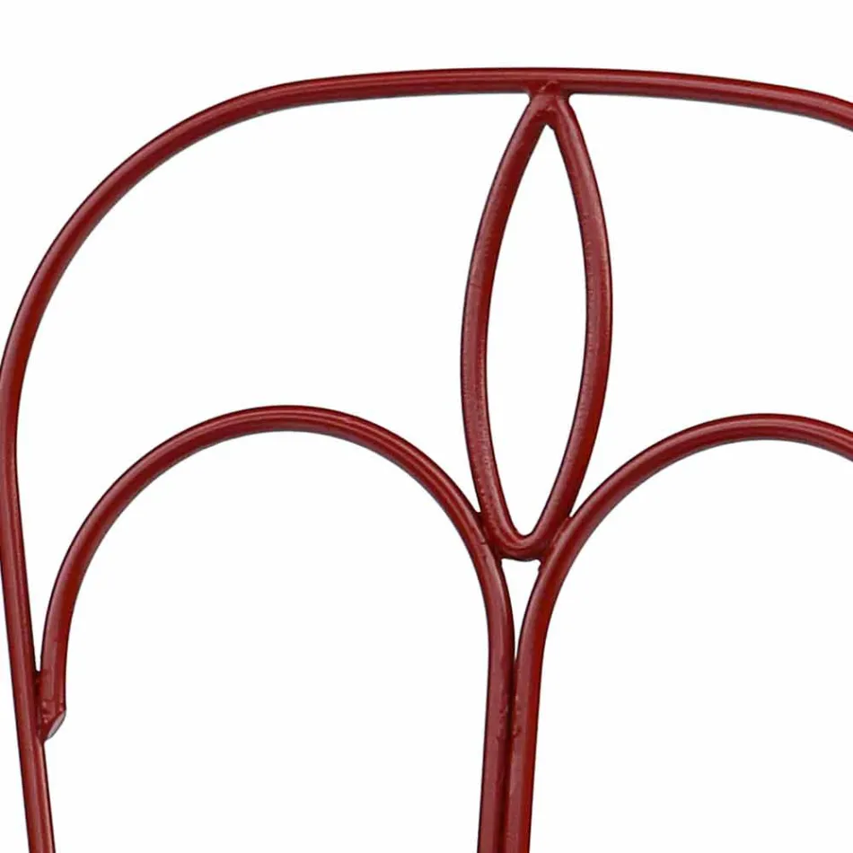 Sedia da Giardino in Ferro Rosso con Cuscino Made in Italy, 2 Pezzi - Agata Viadurini