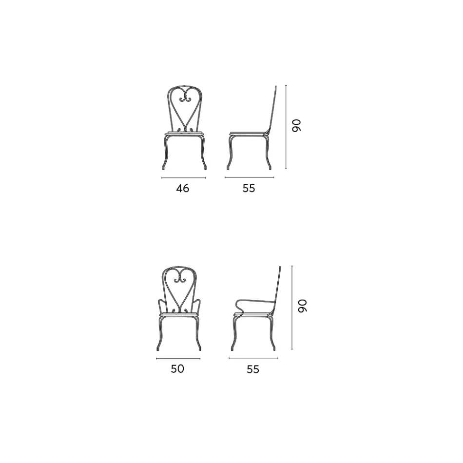 Sedia da Giardino in Ferro Verniciato Nero con Struttura Impilabile - Nacim Viadurini