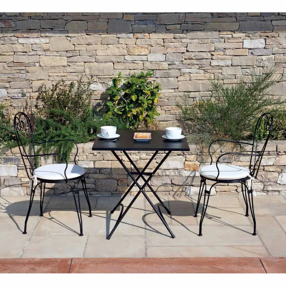 Sedia da Giardino in Ferro Verniciato Nero con Struttura Impilabile - Nacim Viadurini