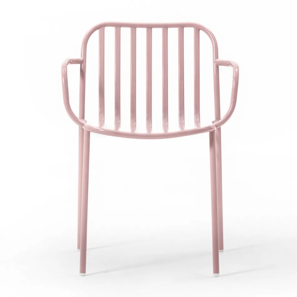 Sedia da Giardino in Metallo con Braccioli Made in Italy 2 Pezzi - Simply Viadurini