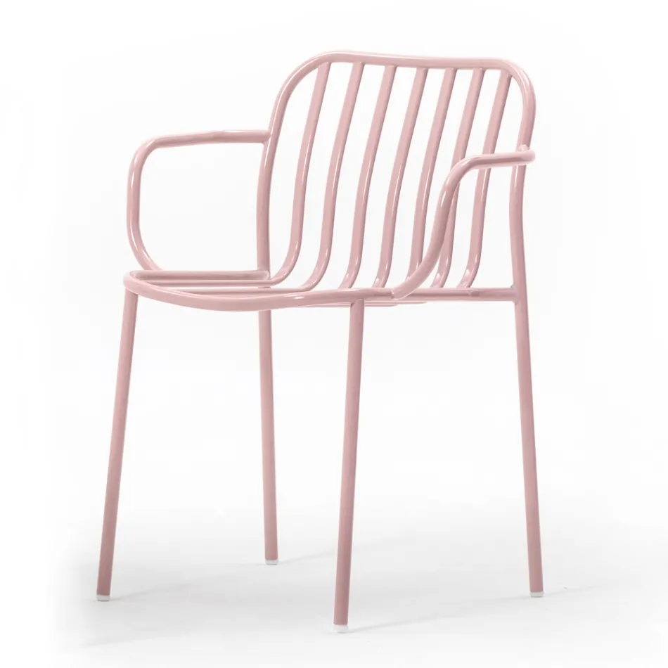 Sedia da Giardino in Metallo con Braccioli Made in Italy 2 Pezzi - Simply Viadurini