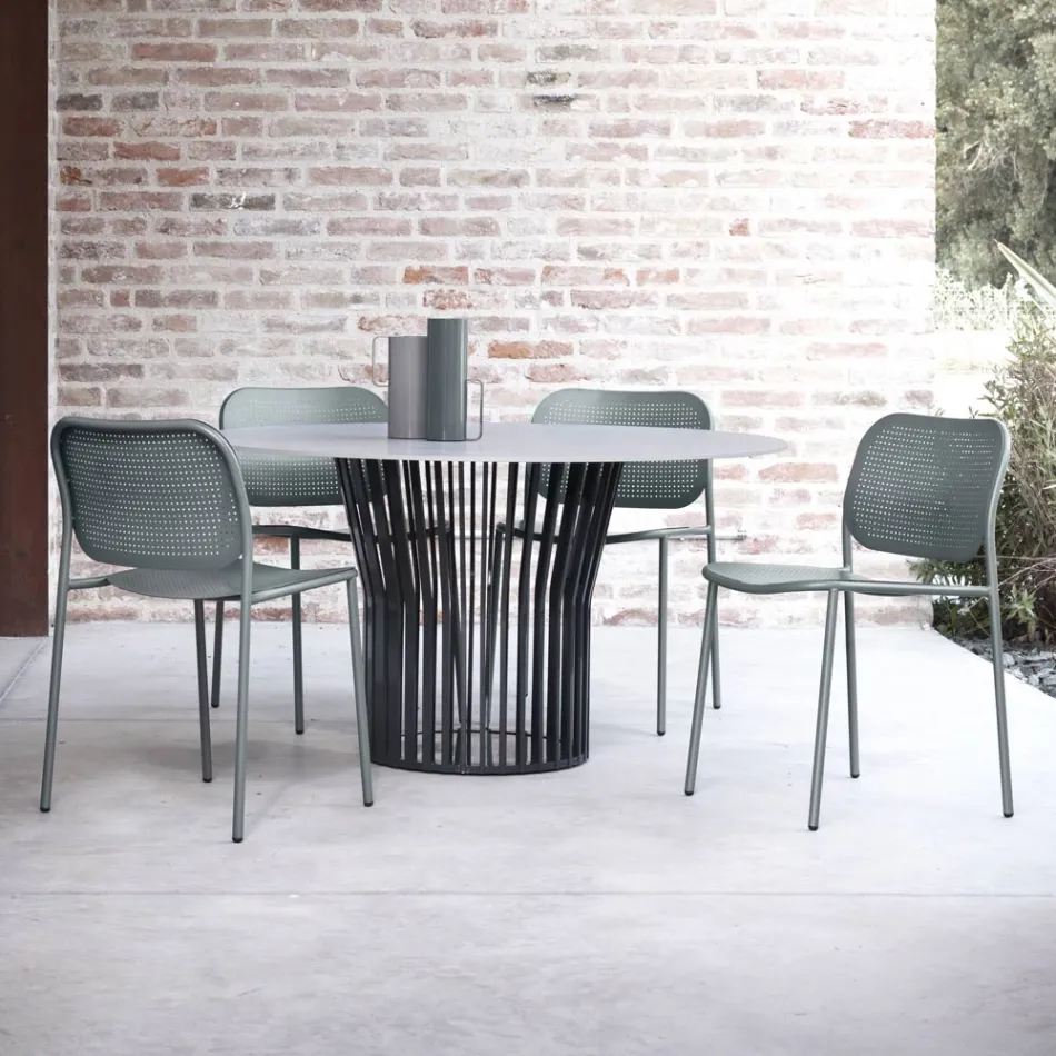 Sedia da Giardino in Metallo Verniciato Made in Italy 2 Pezzi - Sinergia Viadurini