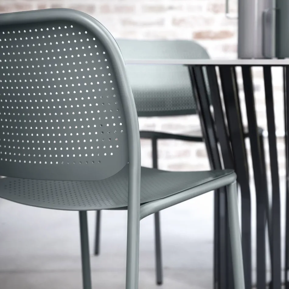 Sedia da Giardino in Metallo Verniciato Made in Italy 2 Pezzi - Sinergia Viadurini