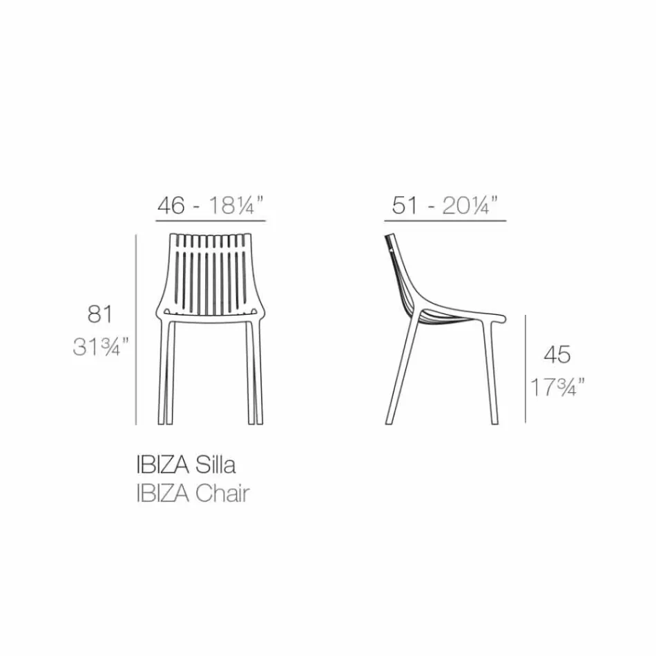 Sedia da Giardino in Plastica Colorata Impilabile 4 Pezzi - Ibiza by Vondom Viadurini