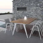 Sedia da Giardino Moderna con Braccioli in Alluminio Bianco Homemotion - Liliana Viadurini