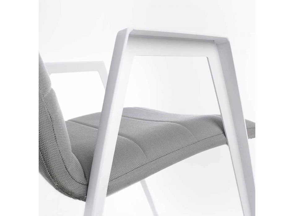 Sedia da Giardino Moderna con Braccioli in Alluminio Bianco Homemotion - Liliana Viadurini