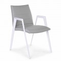 Sedia da Giardino Moderna con Braccioli in Alluminio Bianco Homemotion - Liliana