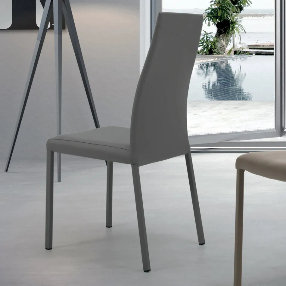 Sedia da Interno con Struttura e Sedura in Acciaio Rivestito Made in Italy - Padova Viadurini