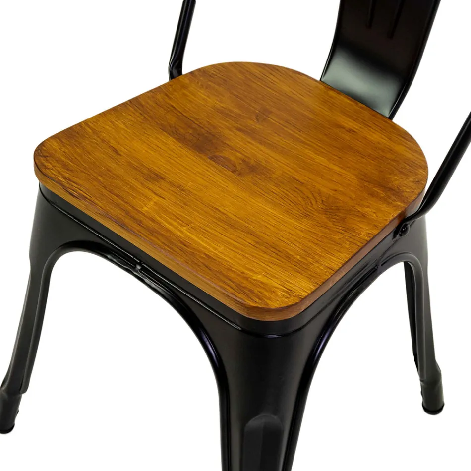 Sedia da Interno e Esterno Realizzata in Ferro e Seduta in Legno - Cancelleria Viadurini