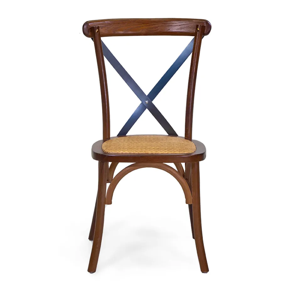 Sedia da Interno Impilabile in Legno di Rovere e Seduta in Rattan - Barriera Viadurini