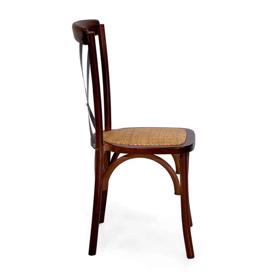 Sedia da Interno Impilabile in Legno di Rovere e Seduta in Rattan - Barriera Viadurini