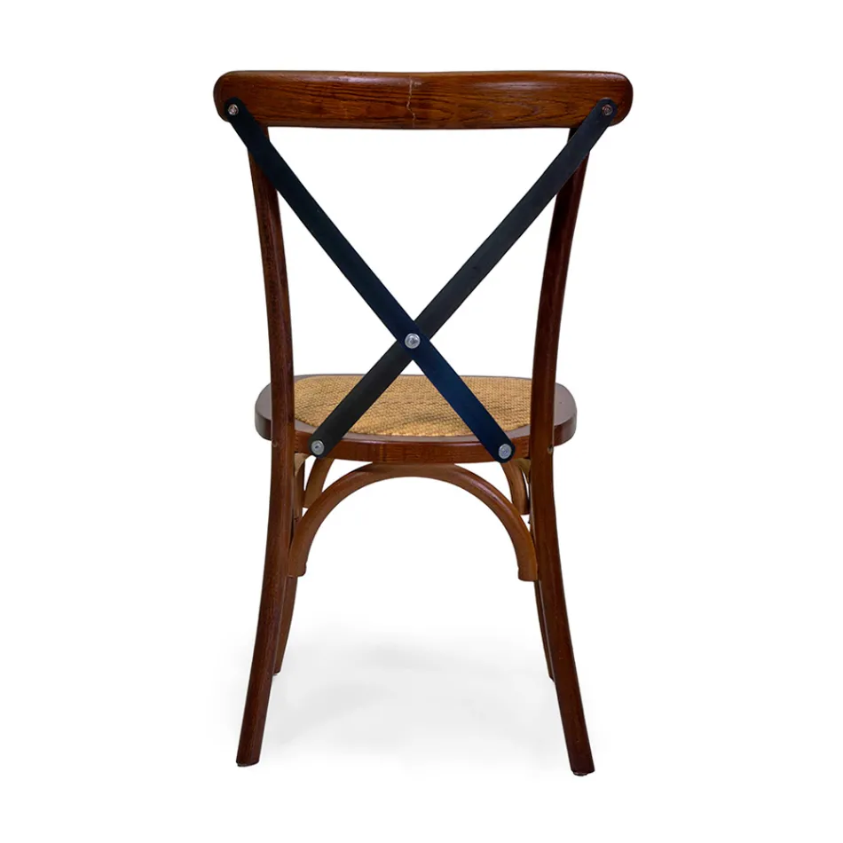 Sedia da Interno Impilabile in Legno di Rovere e Seduta in Rattan - Barriera Viadurini