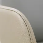 Sedia da Pranzo con Braccioli in Pelle Color Ghiaccio Made in Italy - Lyanne Viadurini