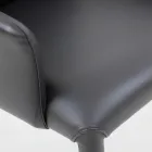 Sedia da Pranzo con Braccioli Rivestita in Pelle Nera Made in Italy - Meyer Viadurini