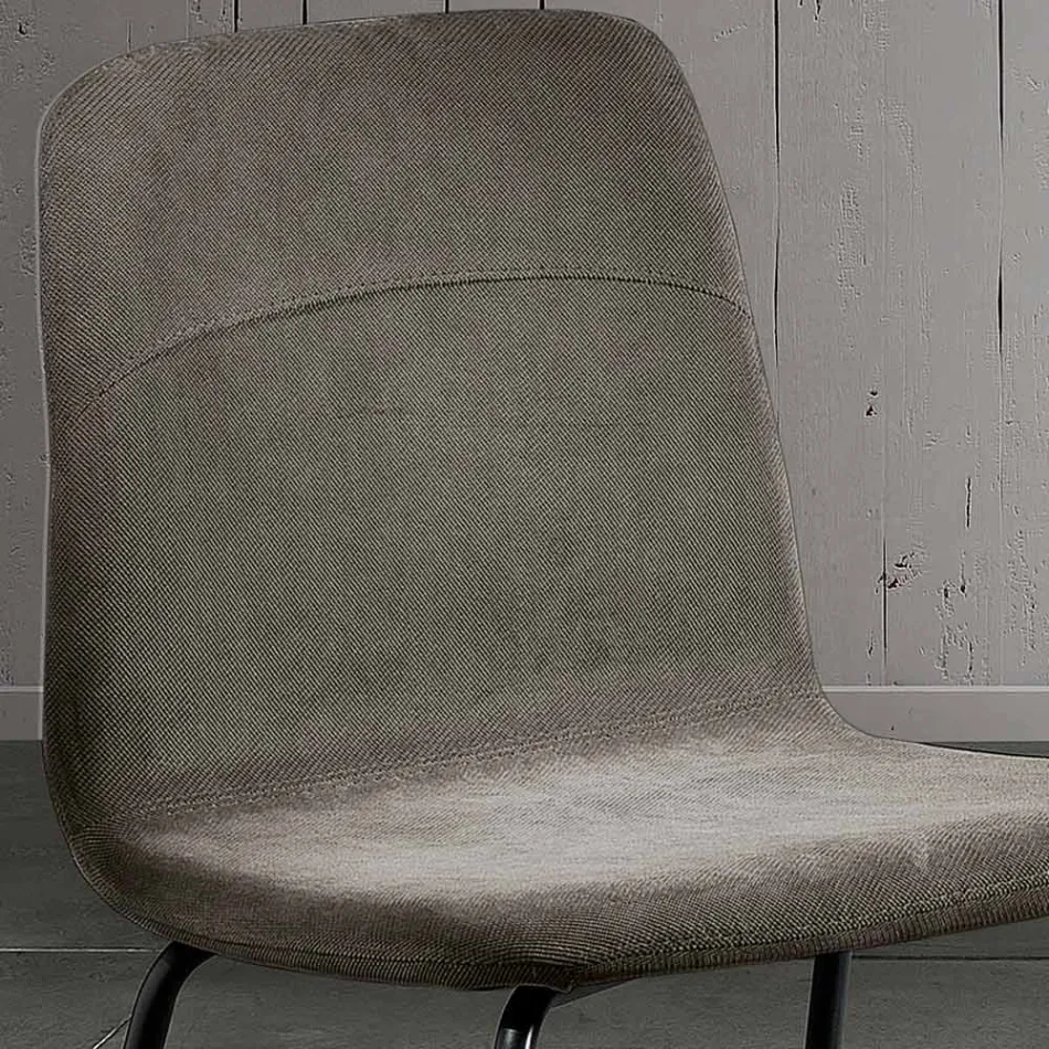 Sedia da Pranzo con Seduta in Tessuto e Struttura in Metallo - Aisha Viadurini