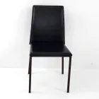 Sedia da Pranzo con Struttura in Corten e Seduta in Cuoio Made in Italy - Orietta Viadurini