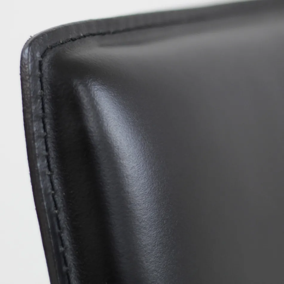 Sedia da Pranzo con Struttura in Corten e Seduta in Cuoio Made in Italy - Orietta Viadurini