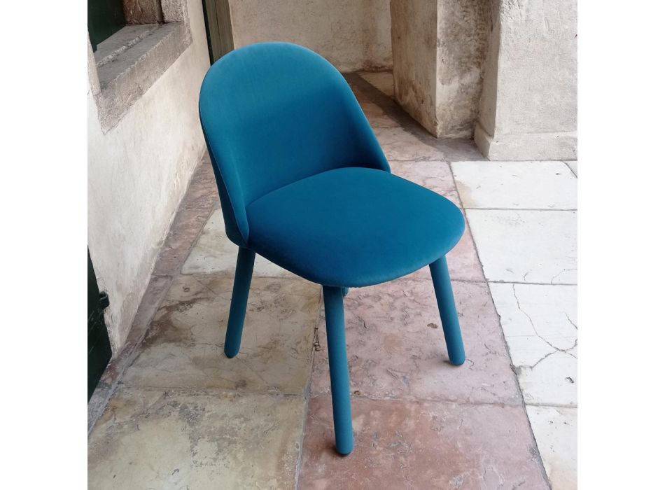 Sedia da Pranzo di Design Rivestita in Tessuto Lavabile Made in Italy - Trilly  Viadurini