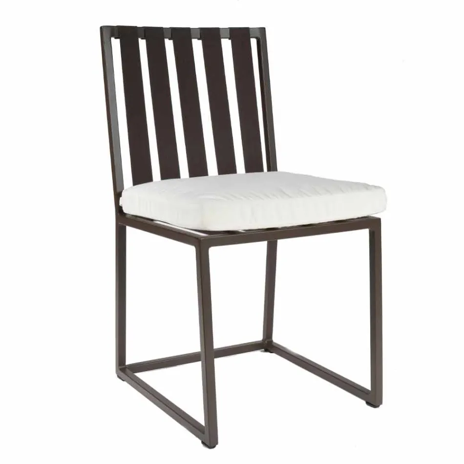 Sedia da Pranzo Esterno in Alluminio e Corda Design di Lusso 3 Finiture - Julie Viadurini