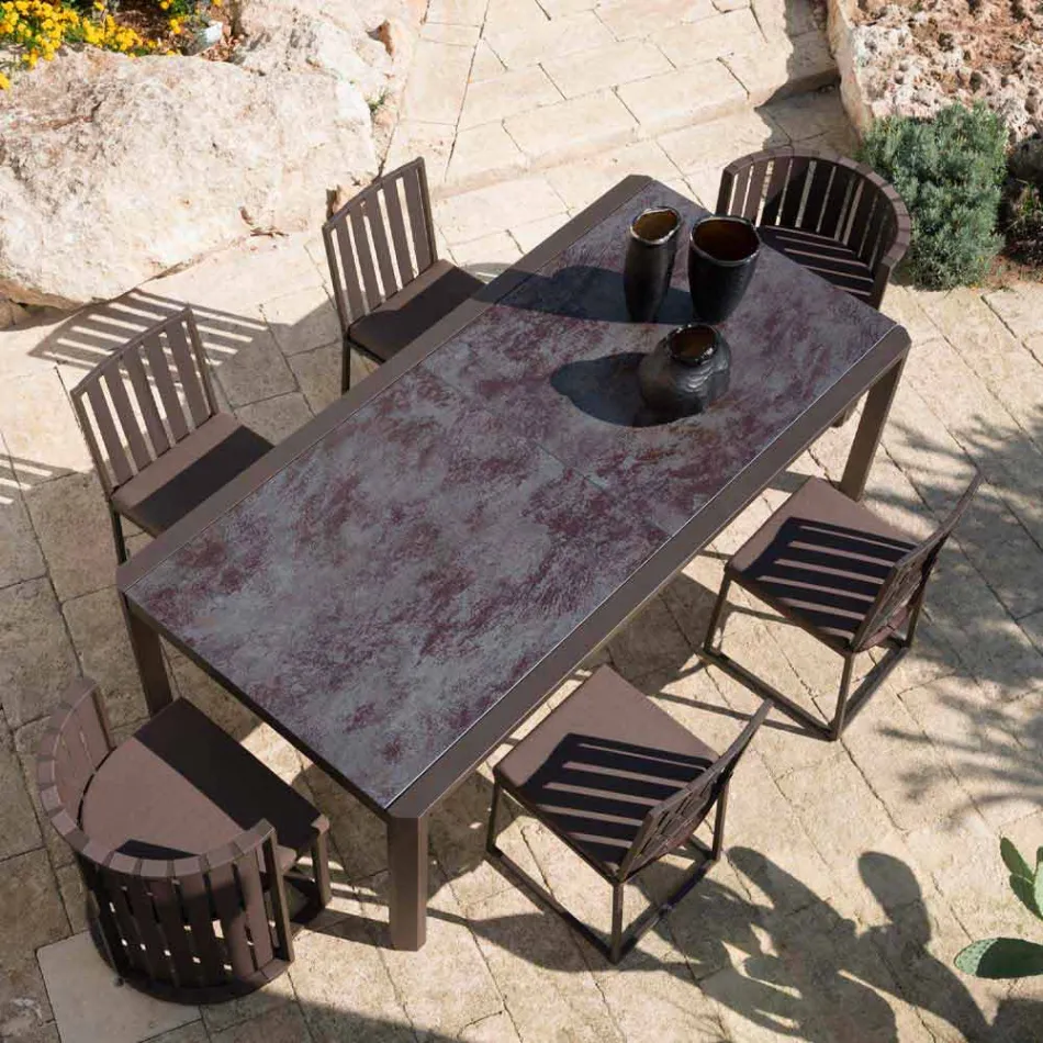 Sedia da Pranzo Esterno in Alluminio e Corda Design di Lusso 3 Finiture - Julie Viadurini