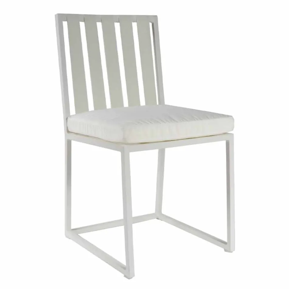 Sedia da Pranzo Esterno in Alluminio e Corda Design di Lusso 3 Finiture - Julie Viadurini