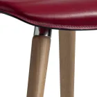Sedia da Pranzo in Cuoio Rigenerato con Gambe in Legno Made in Italy - Luke Viadurini