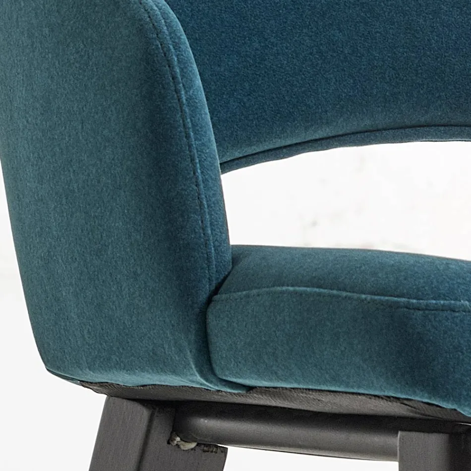 Sedia da Pranzo in Legno e Seduta in Velluto Verde Bottiglia Made in Italy - Eddard Viadurini