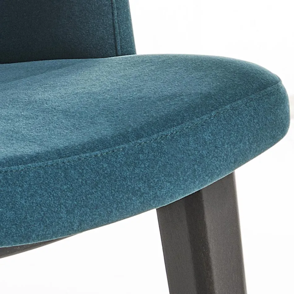 Sedia da Pranzo in Legno e Seduta in Velluto Verde Bottiglia Made in Italy - Eddard Viadurini