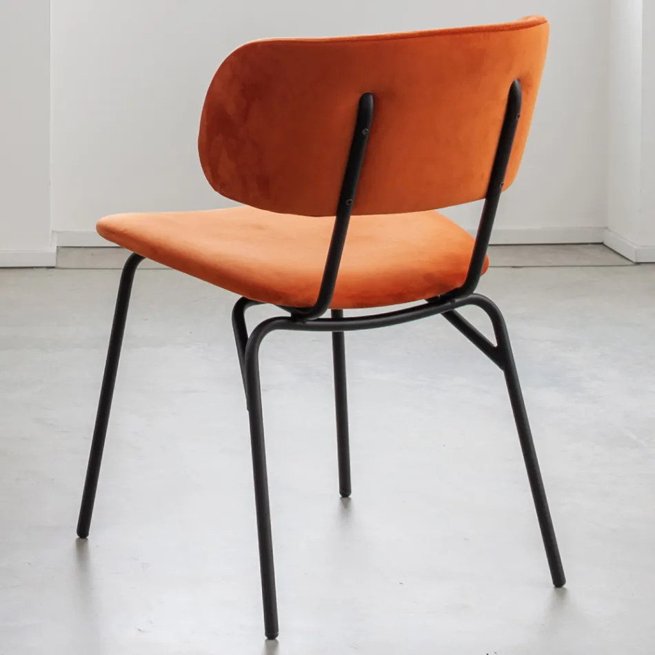 Sedia da Pranzo in Metallo e Velluto Antimacchia, 2 Pezzi - Valnerina Viadurini