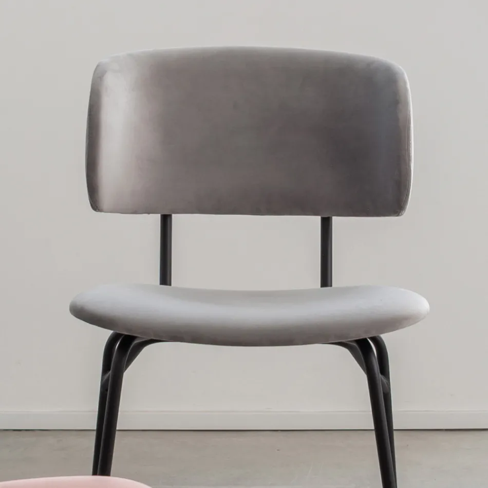 Sedia da Pranzo in Metallo e Velluto Antimacchia, 2 Pezzi - Valnerina Viadurini