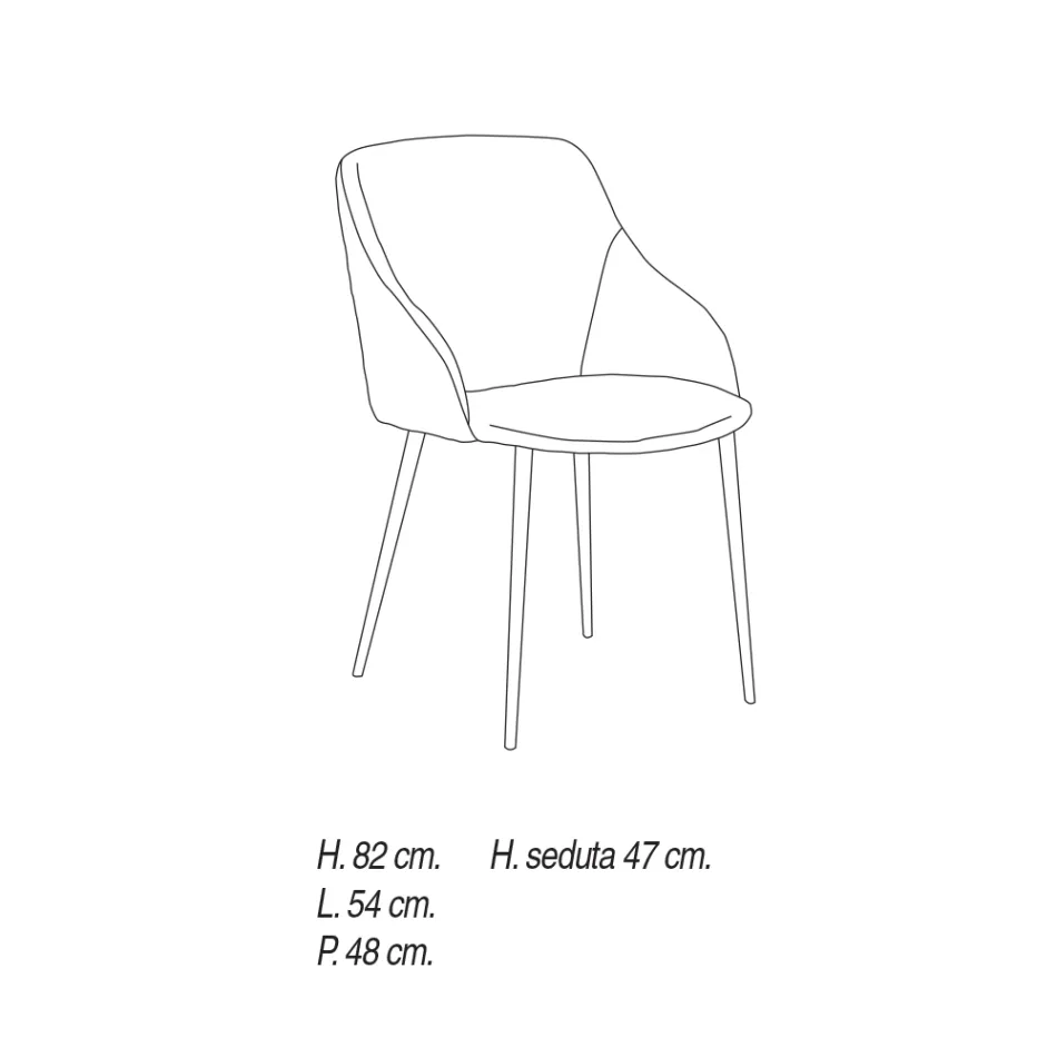 Sedia da Pranzo in Metallo Rivestita in Microfibra Made in Italy - Suzanne Viadurini